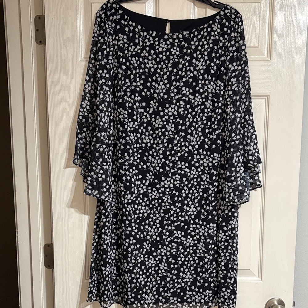 Elegant Black and White Midi Dress